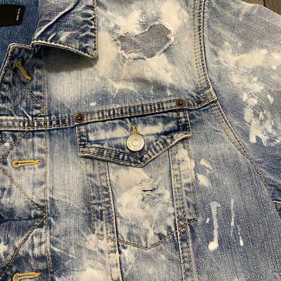 Dsquared2 Dan Distressed White Paint Wash Jean Jacket Size L - Picture 5 of 11